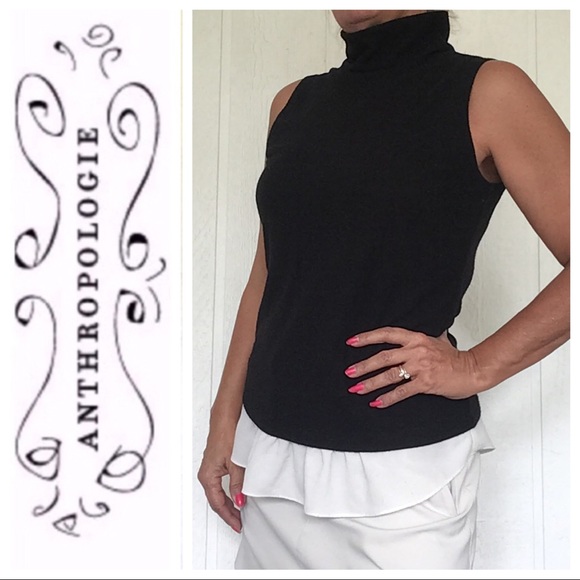 ANTHROPOLOGIE DREW BLACK SLEEVELESS TURTLENECK MEDIUM - Picture 2 of 10